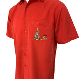 Bamboo Cay Merry Christmas Shirt Men Short Sleeve Embroidered Button-Down Shirts