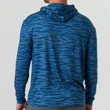 Burlebo Men's Long Sleeve Hoodie Sweatshirt (Navy Tiger Stripe Camo)