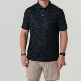 Burlebo Men's Performance Short Sleeve Polo Golf Shirt (Black Camo)