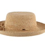 Scala Women's Alessandra Crocheted Packable Raffia Upturn Sunhat