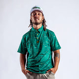 Bogey Bros Men's 4 Way Stretch Short Sleeve Golf Polo Shirt (Mixed, Peasants Green)