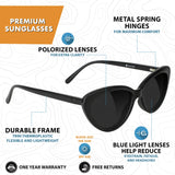 Glassy Selina Cateye Premium Polarized Sunglasses with Glare Reducing Lenses, 100% UV Protected