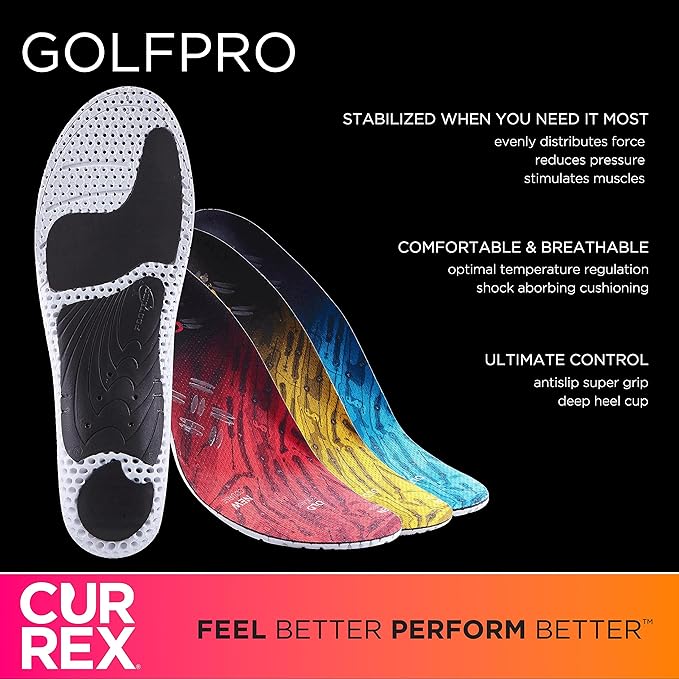 CURREX GolfPro Shock Absorbing Arch Support Posture Improving Insoles for Shoes