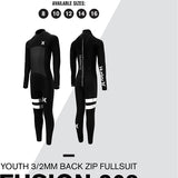 Hurley Youth Fusion 302 Black Back Zip Size 10 Fullbody Wetsuit