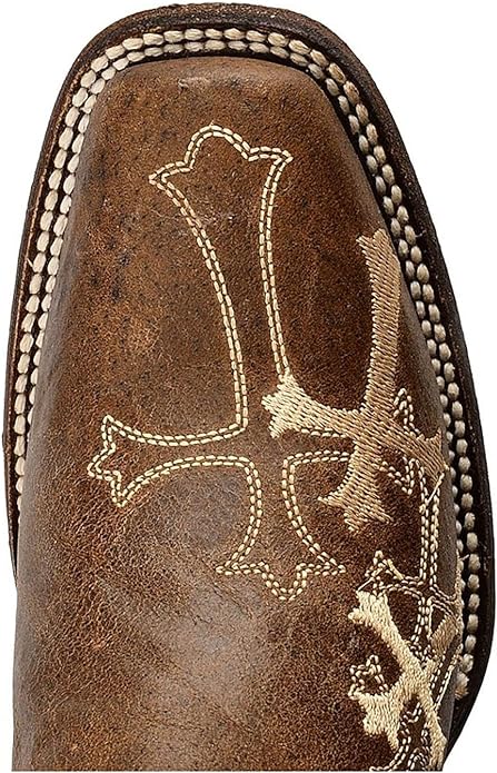 Corral Women's L-5042 Brown & Cross Embroidery Square Toe Western Boots
