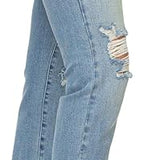 Judy Blue Women's Mid-Rise Destroyed Tinted Wash Cropped Straight-Leg Jeans 88512