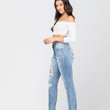 Judy Blue Jeans Women's Hi-Rise Boyfriend Destroyed Jeans