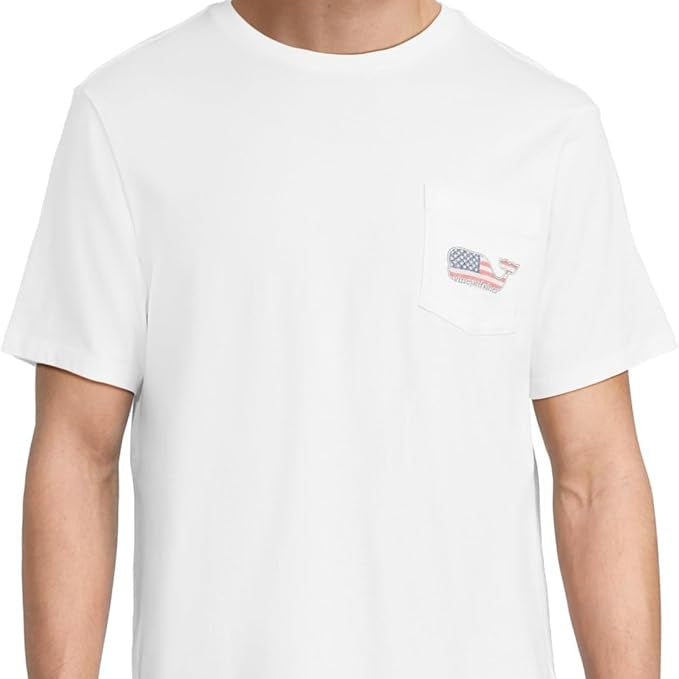 vineyard vines Men's Short-Sleeve VV Americana Whale Pocket T-Shirt
