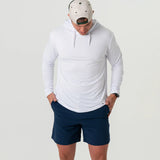 Burlebo Men's Long Sleeve Hoodie Sweatshirt (White)