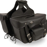 Milwaukee Leather SH66602 Black Leather Double Pocket PVC Motorcycle Saddlebag