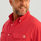 HUK Men's Tide Point Solid Short Sleeve Shirt, Fishing Button Down