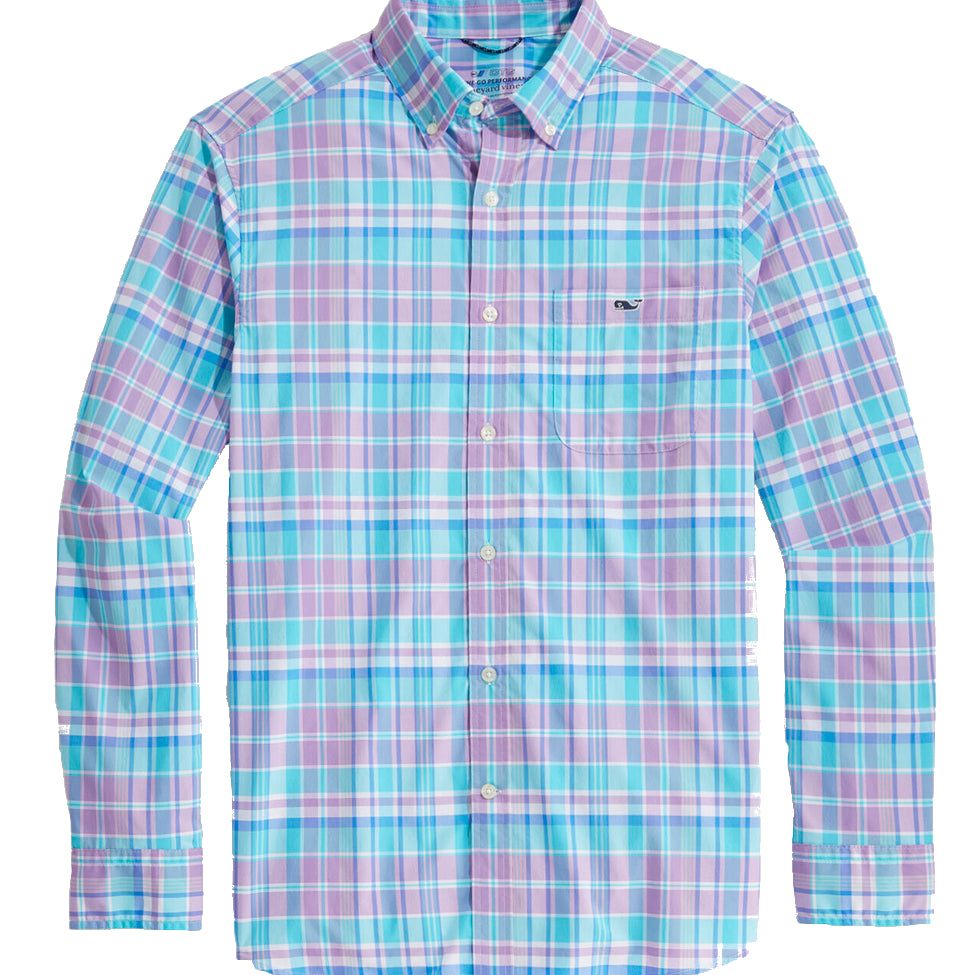 Vineyard Vines Men's Classic Fit Plaid On-The-Go Lightweight Button-Down Shirt