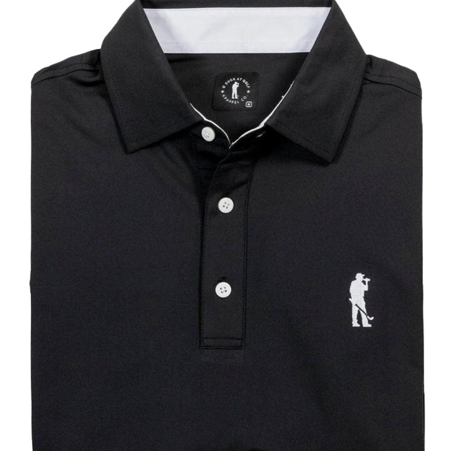 U Suck At Golf Men's High Performance Dry Fit Short Sleeve Golf Polo Shirt