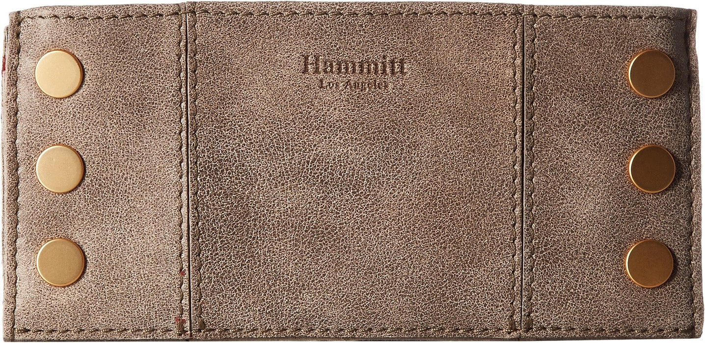 Hammitt Women's 110 North Folding Leather Wallet Pewter/Brushed Gold With Zipper
