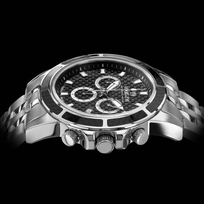 LOUIS XVI Men's Majeste Silver/Black Carbon Dial Swiss Made Analog Watch