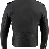 Milwaukee Leather Men's LKM1781 Black Police Style Leather Motorcycle Jacket