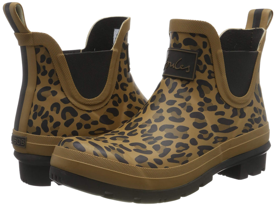 Joules Women's Wellibob Tan Leopard Size 7 Short Height Rain Boot