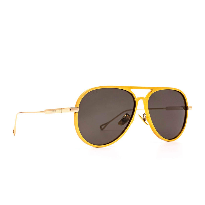 DIFF Eyewear Unisex Blake Brushed Gold & Grey Polarized Lens Sunglasses