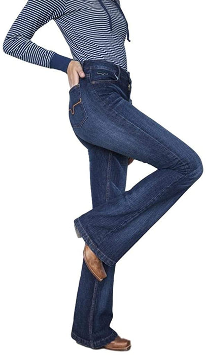 Kimes Ranch Women's Jennifer Blue 12W x 34L High-Rise Wide Flare Jeans