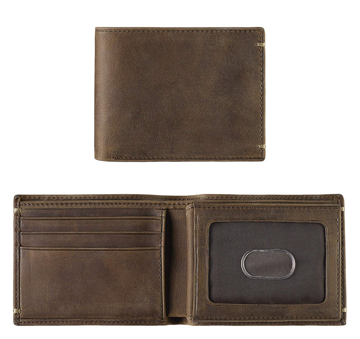 Johnston & Murphy Men's Flip Bifold RFID Wallet Tan Oiled Full Grain
