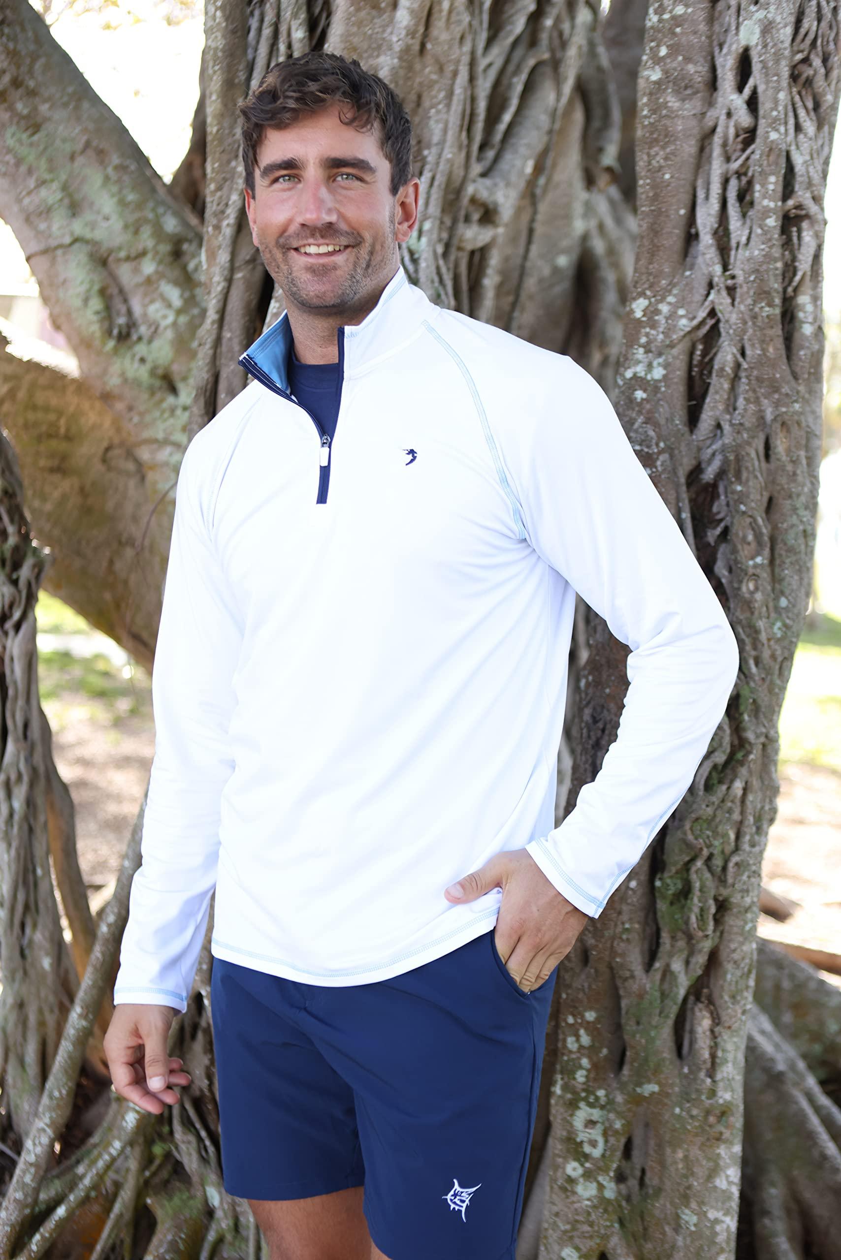 White Water Medium Navy Montauk Performance Breathable 1/4 Zip Pullover Shirt - Sports by Sager