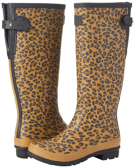 Joules Women's Welly Print Tan Leopard Size 7 Knee High Rain Boot