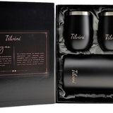 Tilvini Insulated Wine and Champagne Chiller With 2 Tumblers Silk Gift Box Black