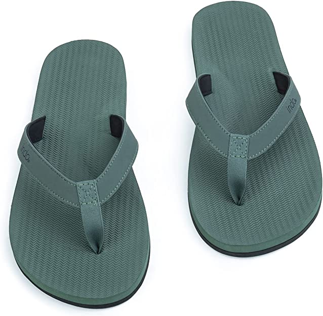 Indosole Men's ESSNTLS Vegan All-Terrain Flip Flops, [Reused Tire Sole, Natural Rubber Arch Support No-slip Footbed, Comfortable ENVRO Strap, Waterproof]