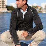 White Water Large Light Blue New Harbor Performance 1/4 Zip Pullover Shirt - Sports by Sager