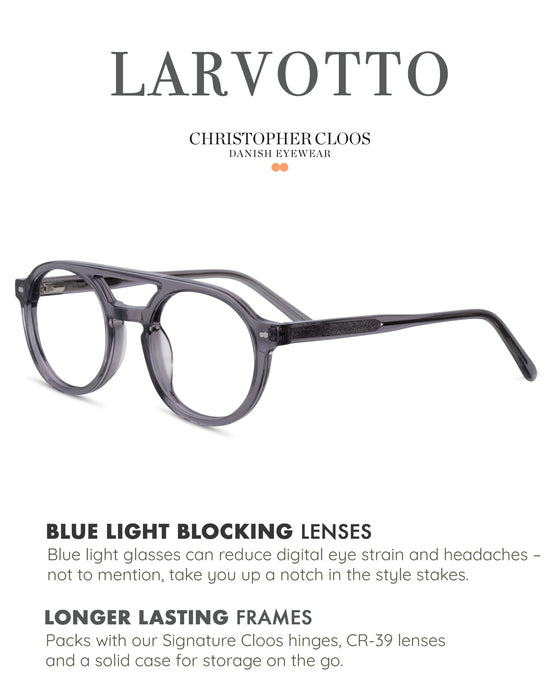 Christopher Cloos Larvotto Grey Tonic 48mm Blue Light Blocking Glasses