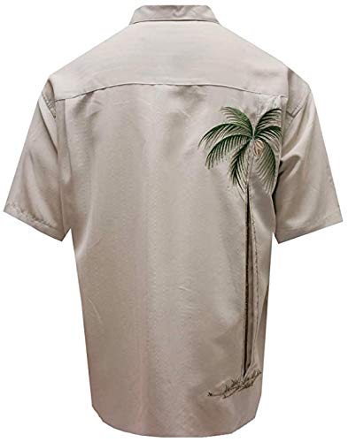 Bamboo Cay Men's Hidden Palm Camp Collar Embroidered Shirt