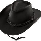 Henschel Black Large Weekend Walker 1154 100% Leather UPF 50 Hat