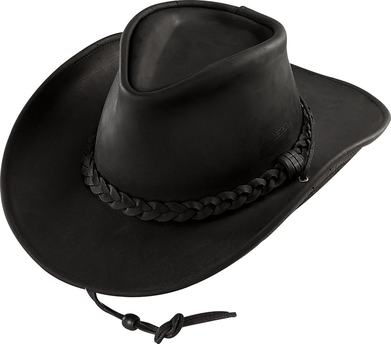 Henschel Black Large Weekend Walker 1154 100% Leather UPF 50 Hat