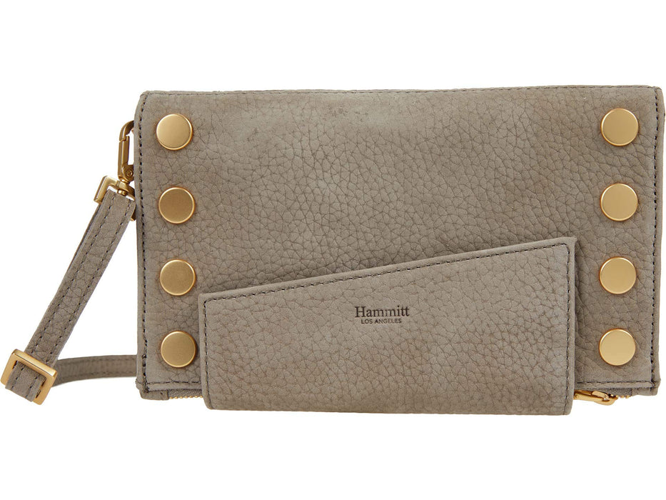 Hammitt Women's Levy Small Leather Purse With Strap Grey Natural/Brushed Gold