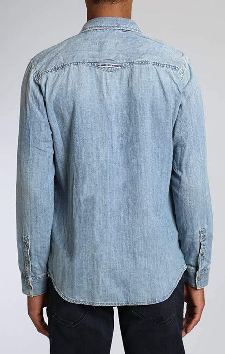 Mavi Men's Medium Rio Light Camo Vintage Denim Shirt
