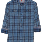 Flag & Anthem Navy and Indigo Eaton Medium Vintage Wash Flannel Shirt - Sports by Sager