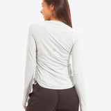 BloqUV Women's Large Soft Grey Quick Dry Drawstring Crew Neck Shirt