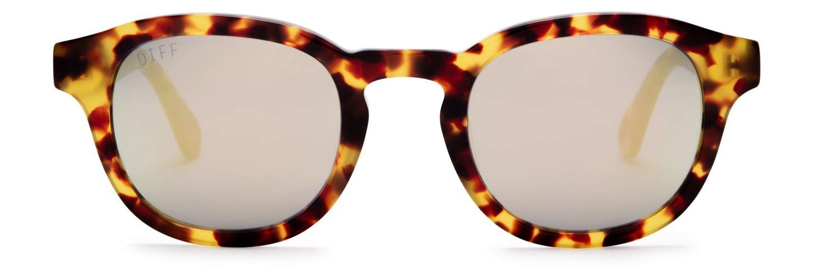 DIFF Eyewear Arlo Amber Tortoise + Gold Mirror Lens Sunglasses
