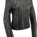 Milwaukee Leather Women's SFL2830 Black Sheepskin Leather Motorcycle Jacket