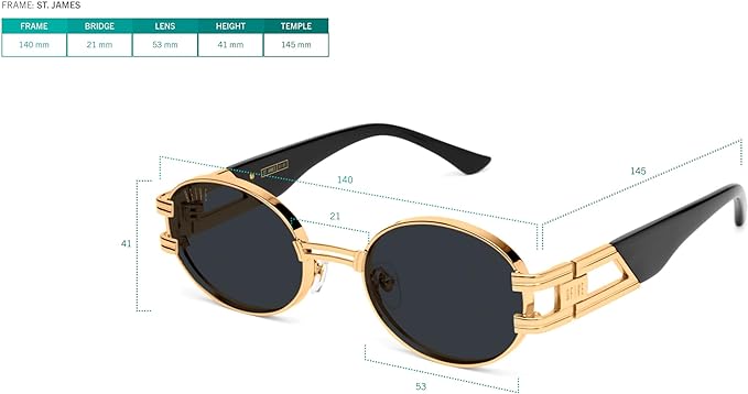 9FIVE St. James Black & 24k Gold - Polarized Sunglasses