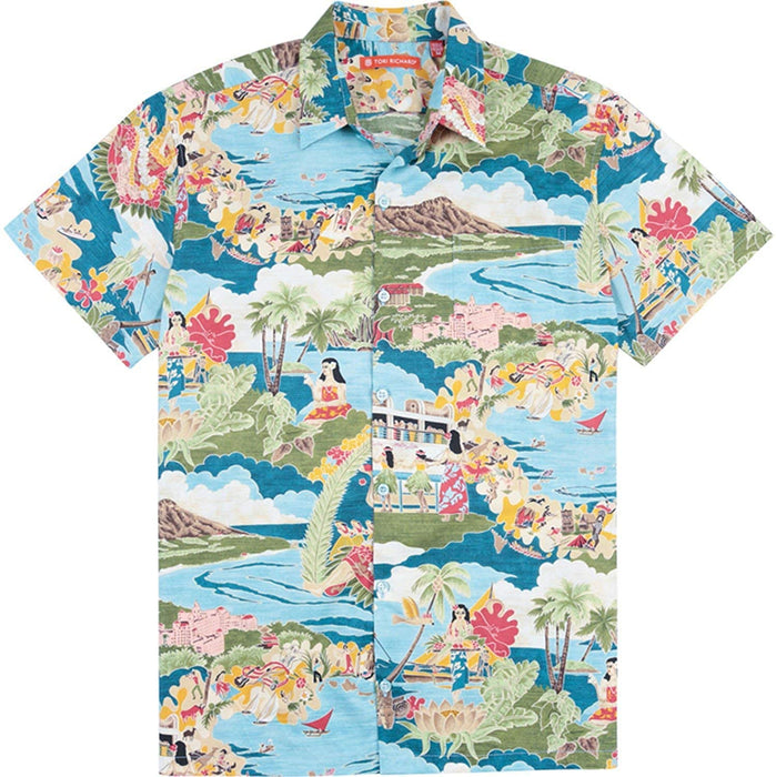 Tori Richard Boat Day Aloha Lagoon X-Large Button Down Short Sleeve Camp Shirt