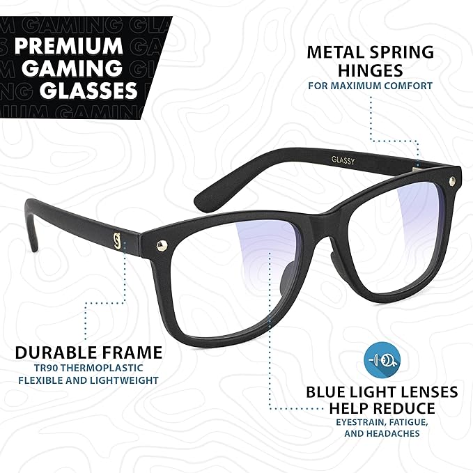 GLASSY Mikemo Premium Blue Light Blocking Glasses, Anti Eyestrain and fatigue, Glasses for Computer and Gaming