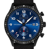 Vincero Men's Altitude Matte Black/Cobalt Luxury Japanese Quartz Wrist Watch