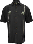 Bamboo Cay Mens X-Large Black Dual Bamboos Embroidered Woven Shirt