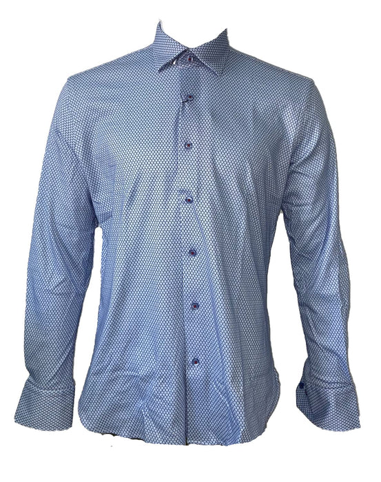 Luchiano Visconti Max Colton Medium Light Blue Circles Long Sleeve Shirt