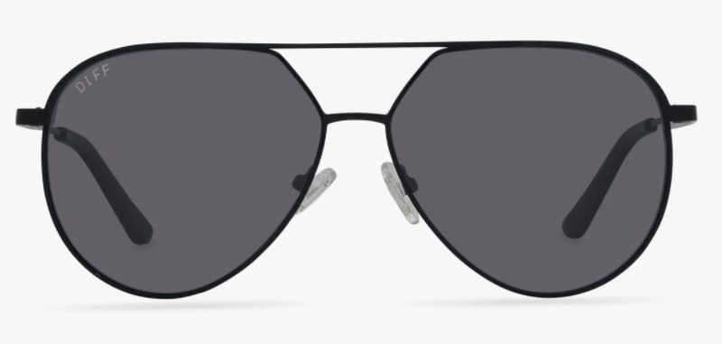 DIFF Eyewear Unisex Colin Black and Grey Lens Aviator Sunglasses