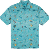 Tori Richard Marine Day Pacific Blue Large (Tall) Short Sleeve Hawaiian Shirt