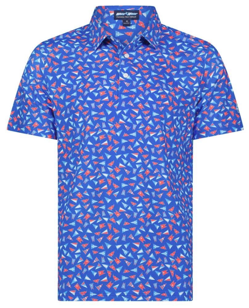 White Water Burgee Print Polo Breathable Short Sleeve Shirt - Sports by Sager