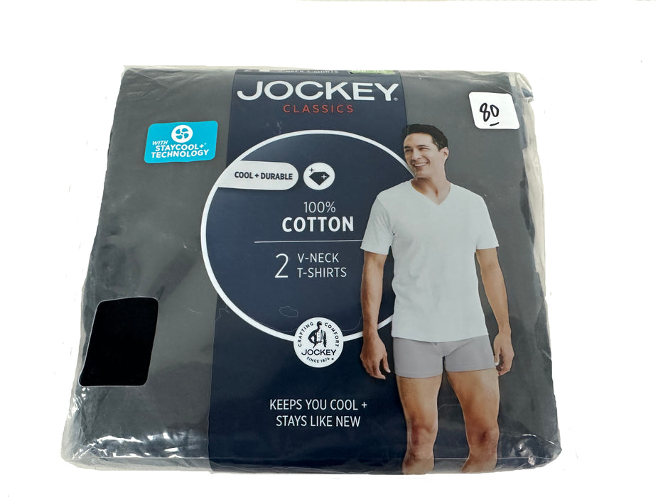 Jockey Men's 2 Pack Regular V-Neck Short Sleeve T-Shirt Black