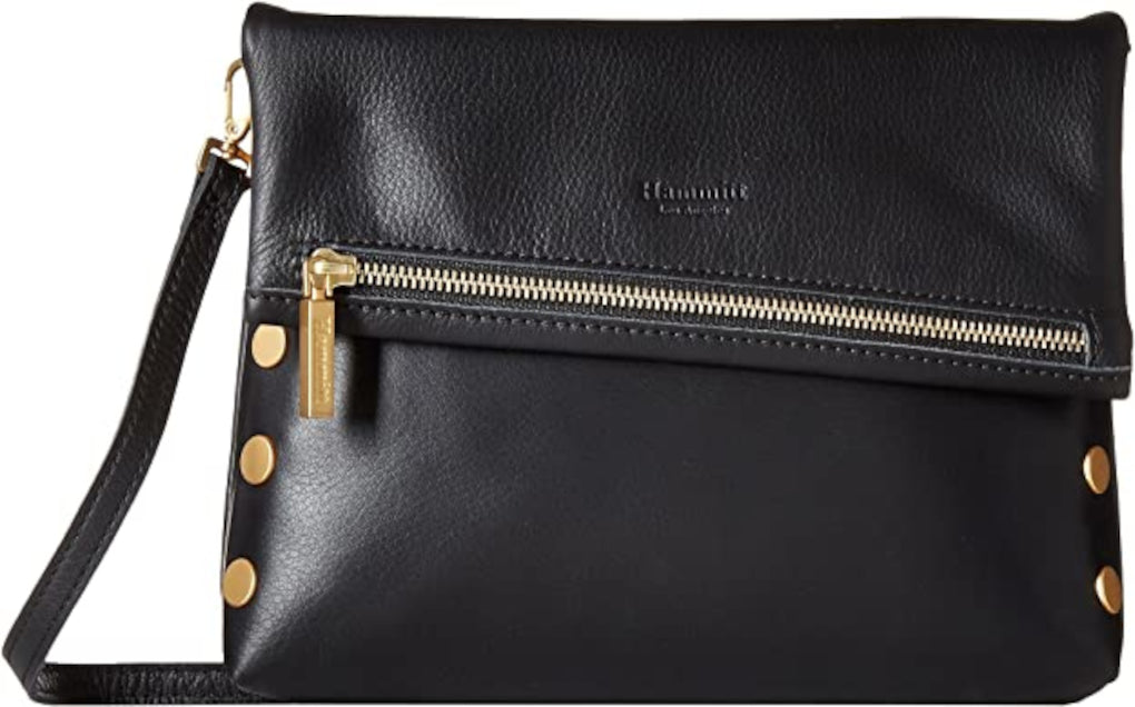 Hammitt Women's VIP Medium Leather Purse With Strap Black/Brushed Gold